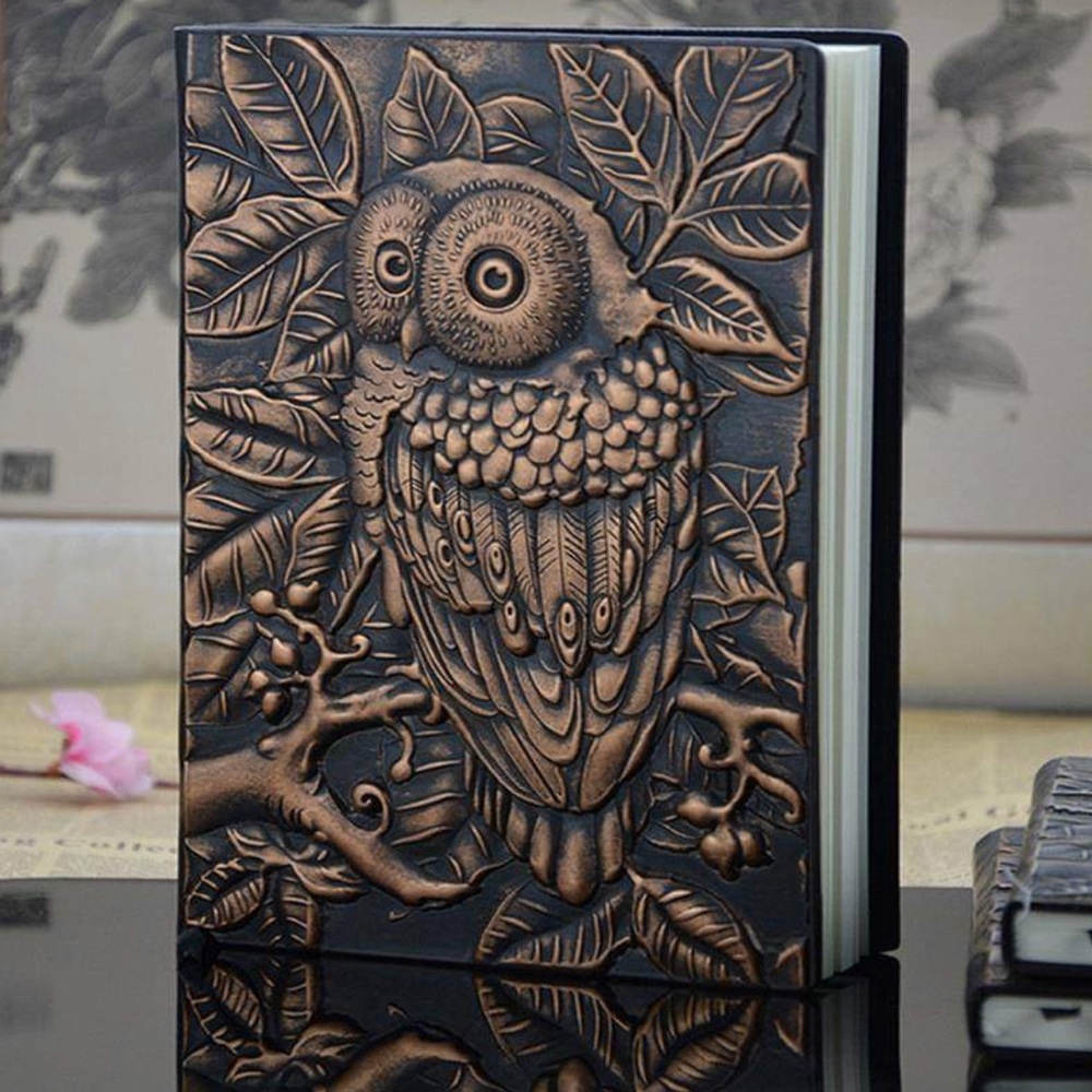 Vintage Hand Carved Wise Owl Journal - Picture 3 of 4